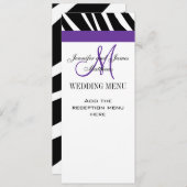 メニューカ結婚ードパープルモノグラムゼブラ メニュー (正面/裏面)