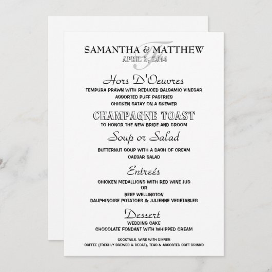 メニューテンプレートは個人化なります メニュー (正面/裏面)