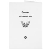 メニューディナーカードシルバーグレーバタフライフローラ (裏面)