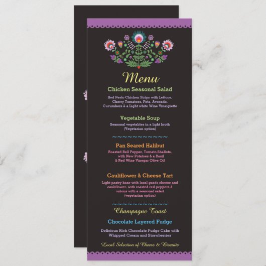 メニューフェスタのパーティーのメキシコ紫色の結婚披露宴 メニュー (正面/裏面)