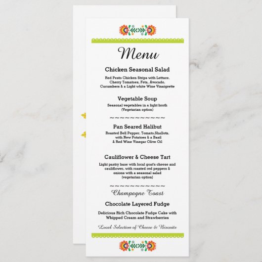 メニューフェスタのパーティーのメキシコ結婚式のライムの披露宴 メニュー (正面/裏面)