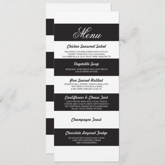 メニューフローラ白黒エレガントウェディング披露宴 招待状 (正面/裏面)