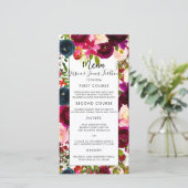 メニューブルゴーニュ、赤面+ネイビー水彩花カード 案内状 (スタンド正面)