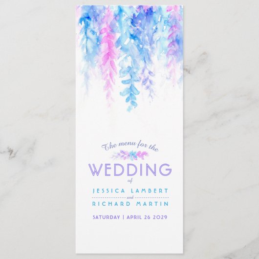 メニューブルーのカスケードフローラアートの水色 メニュー (正面)