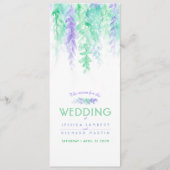 メニューブルーカスケード緑のつる植物アートウォーターカラーカード メニュー (正面)