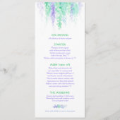 メニューブルーカスケード緑のつる植物アートウォーターカラーカード メニュー (裏面)