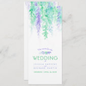 メニューブルーカスケード緑のつる植物アートウォーターカラーカード メニュー (正面/裏面)