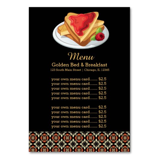 メニューブレックファースト テーブルナンバー (正面)