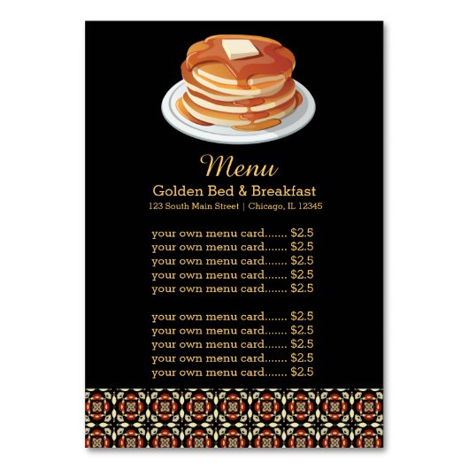 メニューブレックファースト テーブルナンバー (正面)