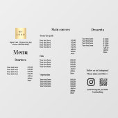 メニュープライスリストレストランバーカフェ ウィンドウサイン (シート)