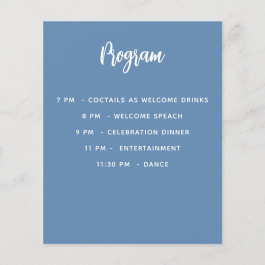 メニュープログラムほこりっぽい青い誕生日パーティー (裏面)