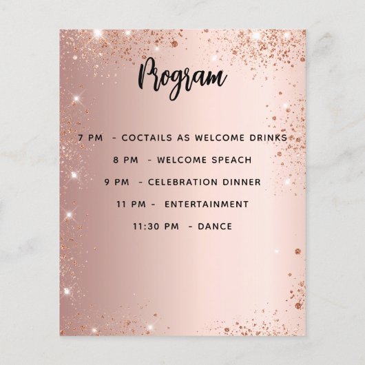 メニュープログラムバラ金ゴールドグリッター誕生日パーティー (裏面)