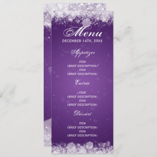 メニューベビーシャワーナイトスパークルパープル 招待状 (正面/裏面)