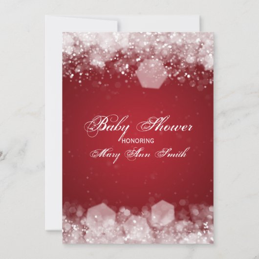 メニューベビーシャワーナイトスパークルレッド 招待状 (裏面)