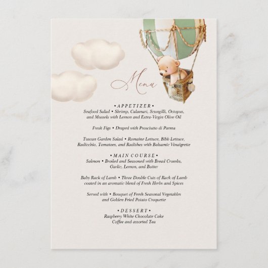 メニューベビーシャワーバルーン エンクロージャーカード (正面)