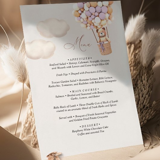 メニューベビーシャワーバルーン エンクロージャーカード