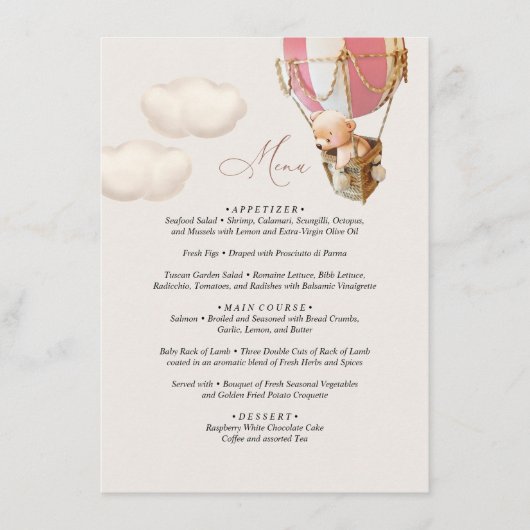 メニューベビーシャワーバルーン エンクロージャーカード (正面)