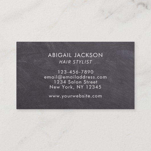 メニューボードタイポグラフィヘアの名前順 名刺 (裏面)