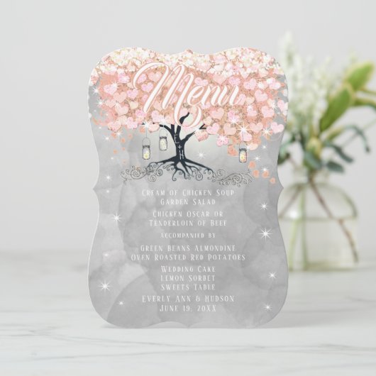 メニューメイソンジャールピンクハートリーフツリーの水色 メニュー (スタンド正面)