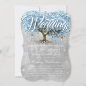 メニューメイソンジャールブルーハートリーフツリー水色 招待状 (正面)