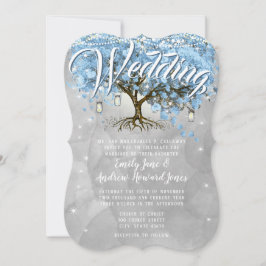 メニューメイソンジャールブルーハートリーフツリー水色 招待状