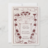 メニューヴィンテージブルゴーニュレッドアールヌーボー 招待状 (正面)
