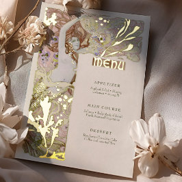 メニューヴィンテージマーメイドアールヌーボー 箔招待状