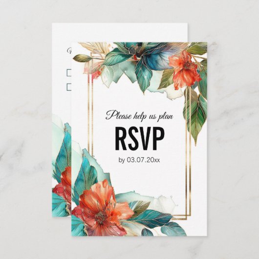 メニュー付きハイビスカスセレナーデパラダイス 出欠カード (正面/裏面)