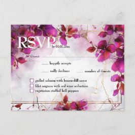 メニュー付き明るい赤紫色エンチャント：水彩 ポストカード