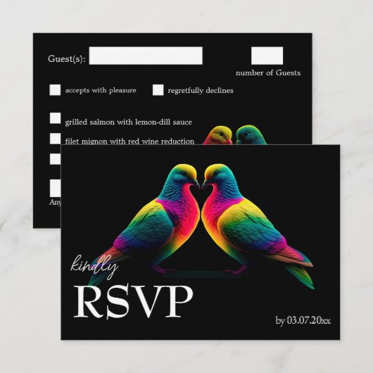 メニュー付き 🌈🕊️約束の鳩 出欠カード (正面/裏面)