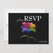 🌈 メニュー付きRSVPテクニカラー・ラブ予算 出欠カード (正面)