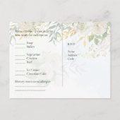 メニュー付きRSVPテンプレートホワイトローズグリーナリー ポストカード (裏面)