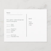 メニュー付きRSVP素朴テンプレート藤レース ポストカード (裏面)