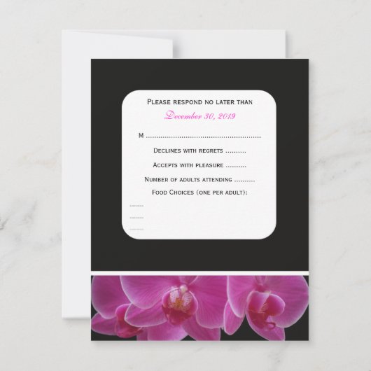 メニュー付招待状（5 x 7インチ）への返信のお願い 出欠カード (裏面)