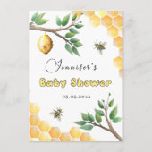 メニュー小さな蜂の赤ちゃんシャワー エンクロージャーカード (裏面)