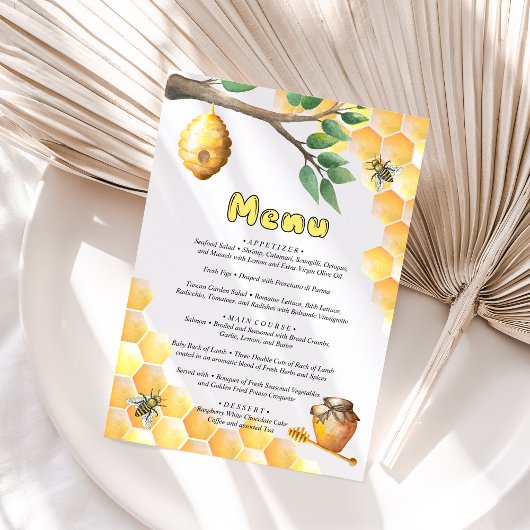 メニュー小さな蜂の赤ちゃんシャワー エンクロージャーカード