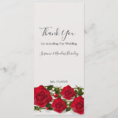 メニュー棚カードを結婚しているハートを持つ赤いバラ メニュー (裏面)