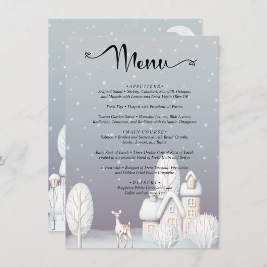 メニュー水の色の雪の家の赤ちゃんシャワー エンクロージャーカード (正面/裏面)