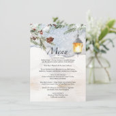 メニュー水色エバーグリーンベビーシャワー エンクロージャーカード (スタンド正面)