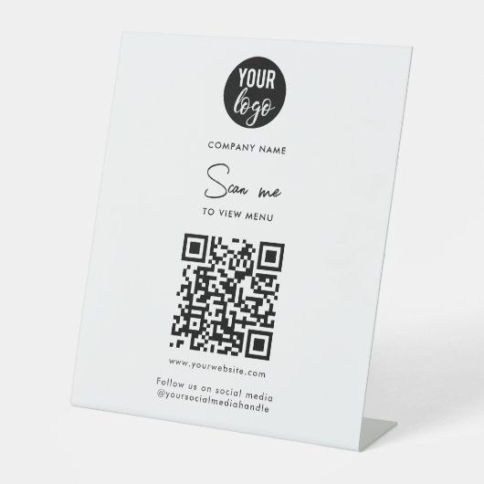 メニュー注文のQRコードを表示するためにスキャン 台座サイン (正面)