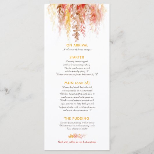 メニュー秋カスケーディングウォーター色ブラウン メニュー (裏面)