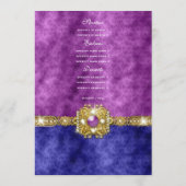 メニュー紫色の青いダマスク織のきらきら光るなファッション メニュー (裏面)