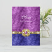 メニュー紫色の青いダマスク織のきらきら光るなファッション メニュー (スタンド正面)