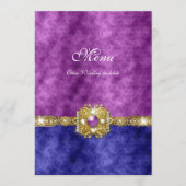 メニュー紫色の青いダマスク織のきらきら光るなファッション メニュー (正面)