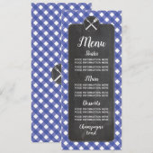 メニュー結婚式の招待状の青いギンガムのチョークBBQ メニュー (正面/裏面)