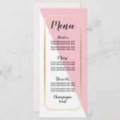 メニュー結婚式の食糧はピンクの金ゴールドのエレガントな点を梳きます メニュー (正面/裏面)