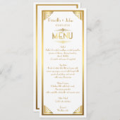メニュー結婚式、メニュー会合、素晴らしいGatsby、白、金ゴールド メニュー (正面/裏面)