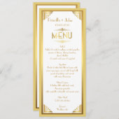 メニュー結婚式、メニュー会合、素晴らしいGatsby、白、金ゴールド メニュー (正面/裏面)