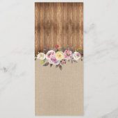 メニュー結婚披露宴の素朴なバーラップ木花柄 メニュー (裏面)