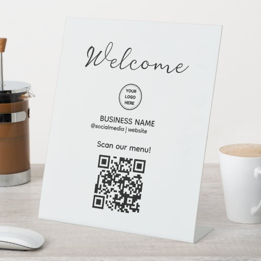 メニュー記号用QRコード付きウェルカムサイン 台座サイン (インサイチュ)